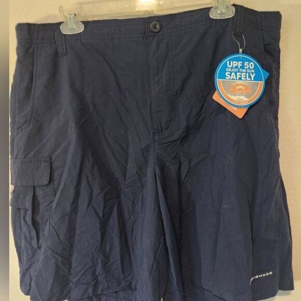 NWT Men's PFG Fishing Cargo Bahama Shorts Blue Omni-Shade UPF 50 8" Inseam XL